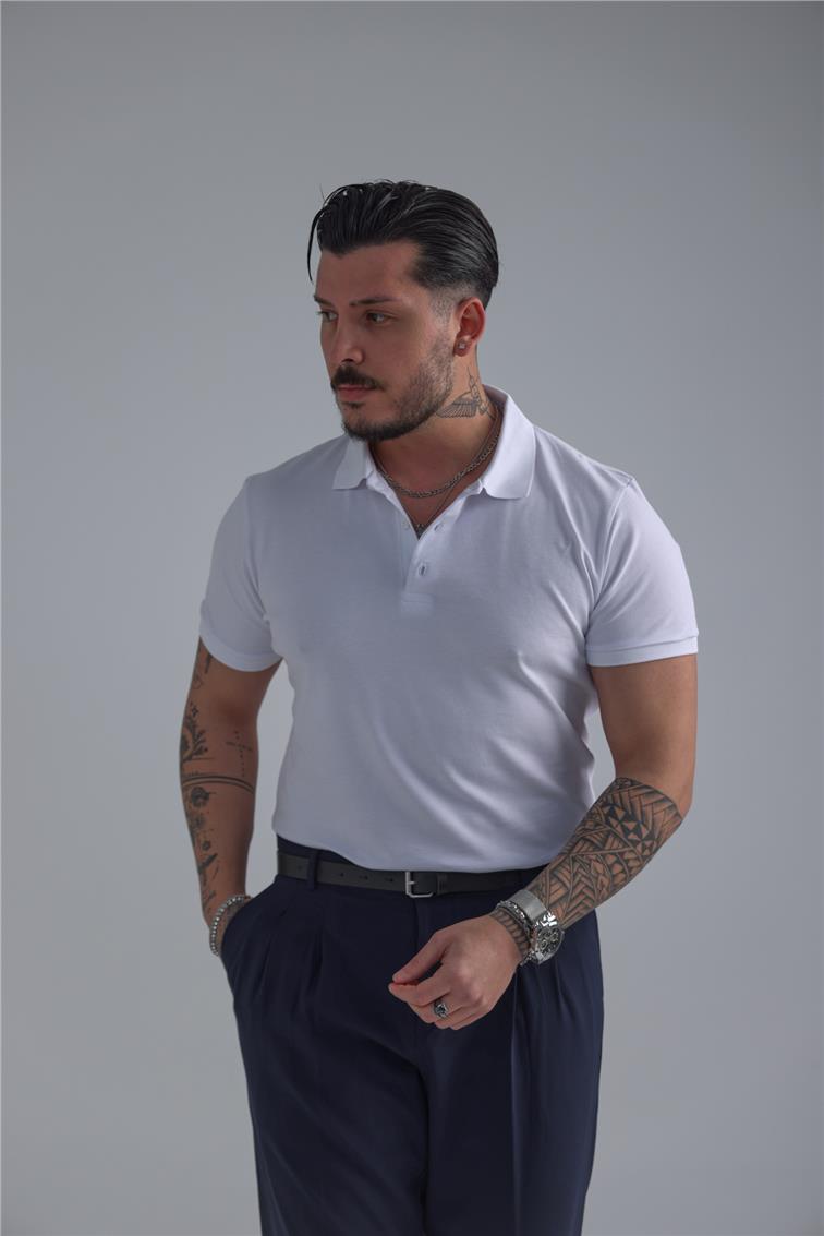 Polo Yaka T-Shirt Beyaz