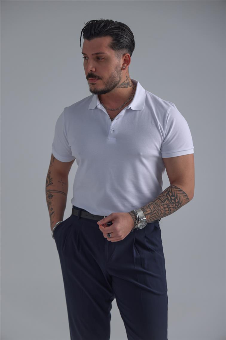 Polo Yaka T-Shirt Beyaz