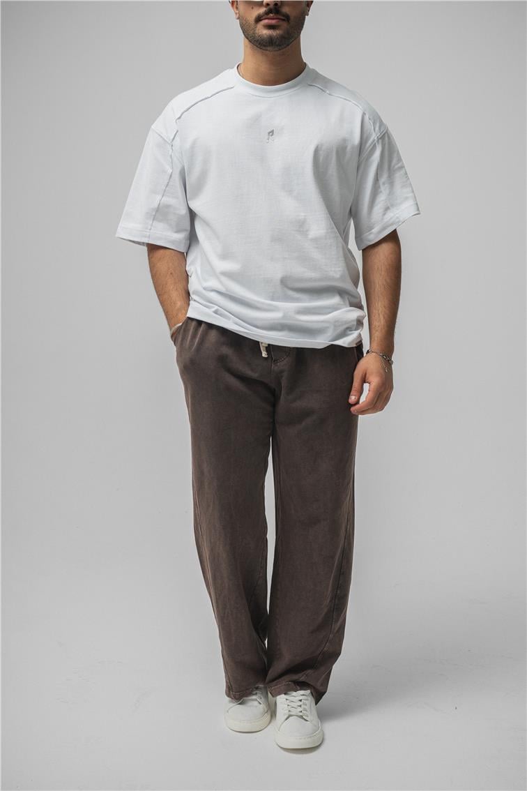 R Baskılı Oversize T-Shirt Beyaz