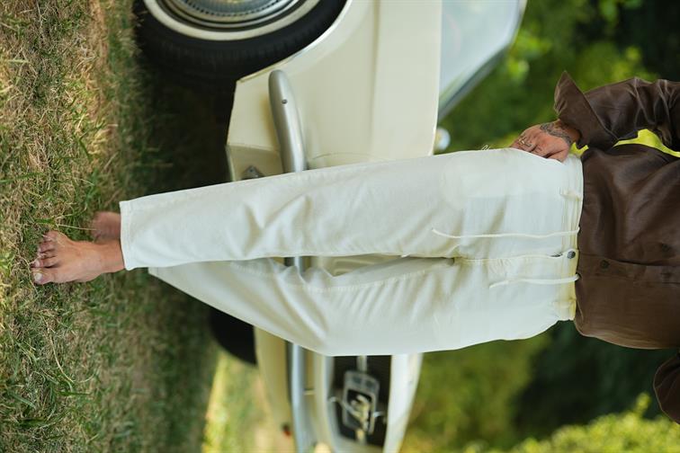 Rahat Kalıp Dokulu Pantolon Beyaz