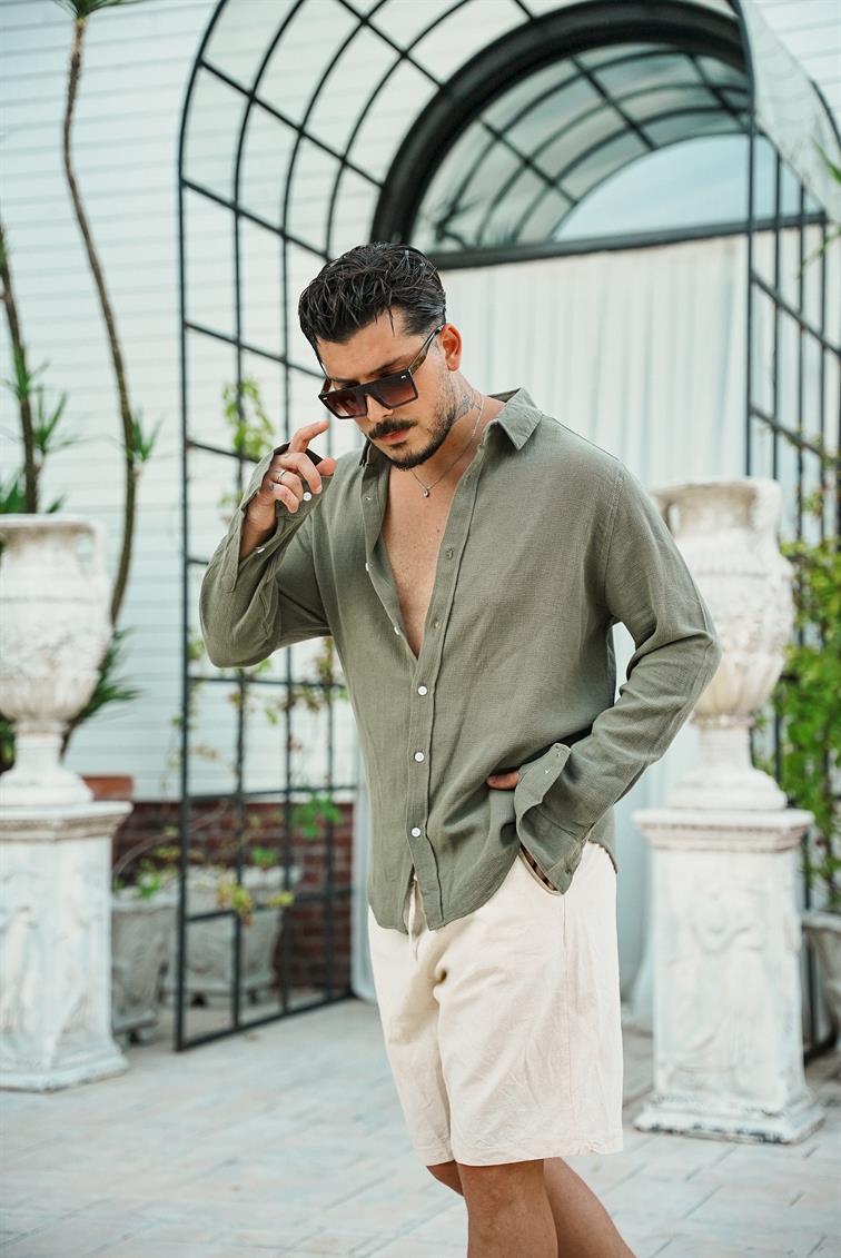 Regular Örme Gömlek Haki
