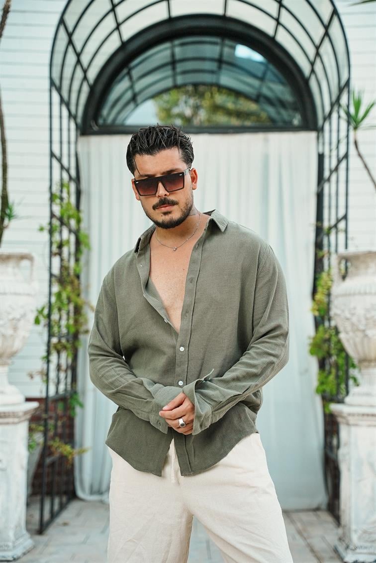 Regular Örme Gömlek Haki