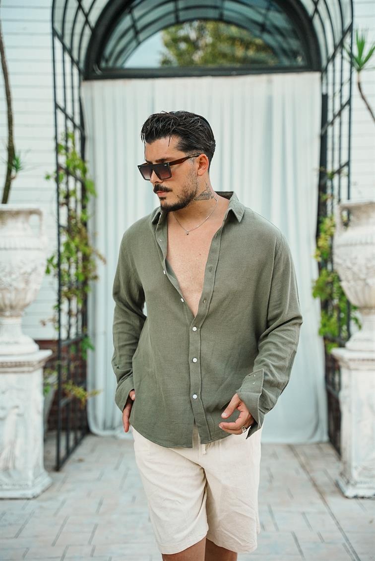 Regular Örme Gömlek Haki