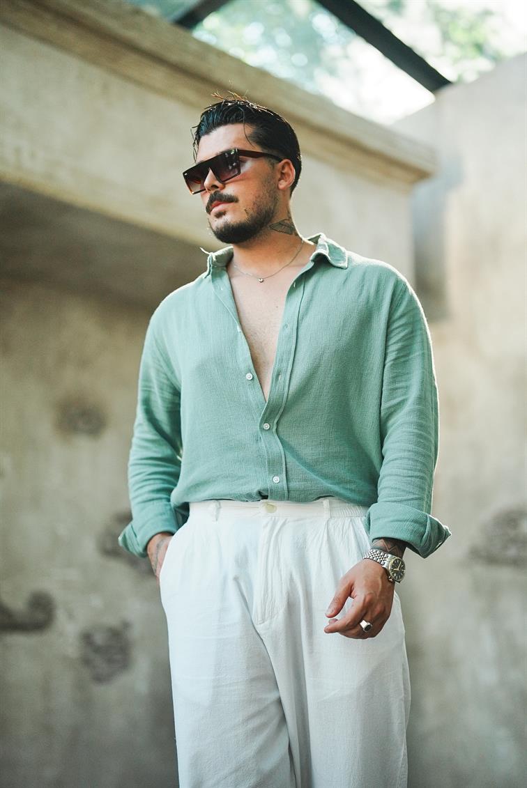 Regular Örme Gömlek Su Yeşili