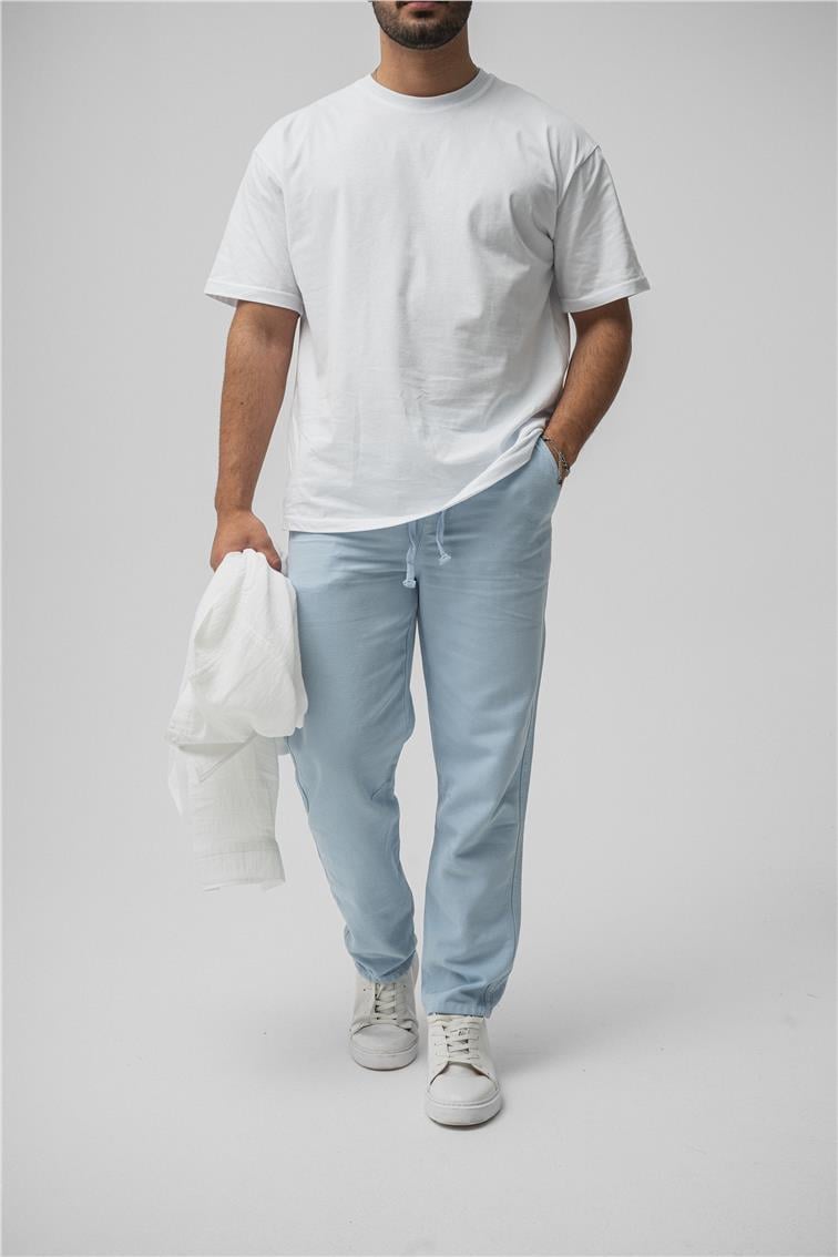 Regular Pamuklu Kot Pant. Açık Mavi