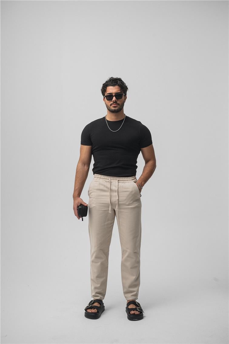 Regular Pamuklu Kot Pant. Taş