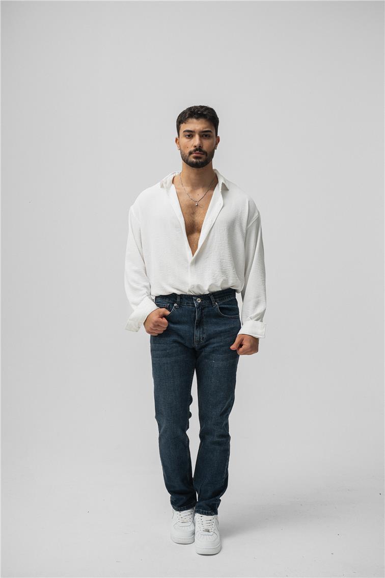 Regular Yıkamalı Jean Koyu Mavi