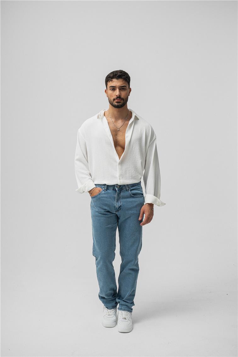 Regular Yıkamalı Jean Mavi