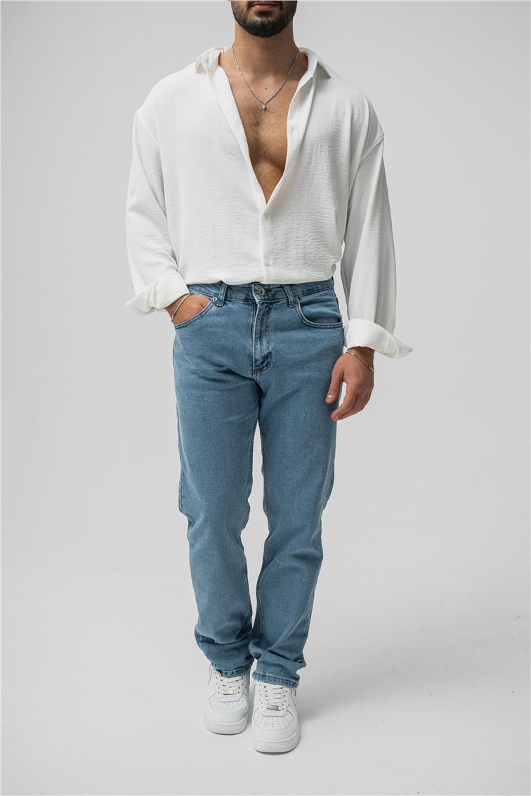 Regular Yıkamalı Jean Mavi
