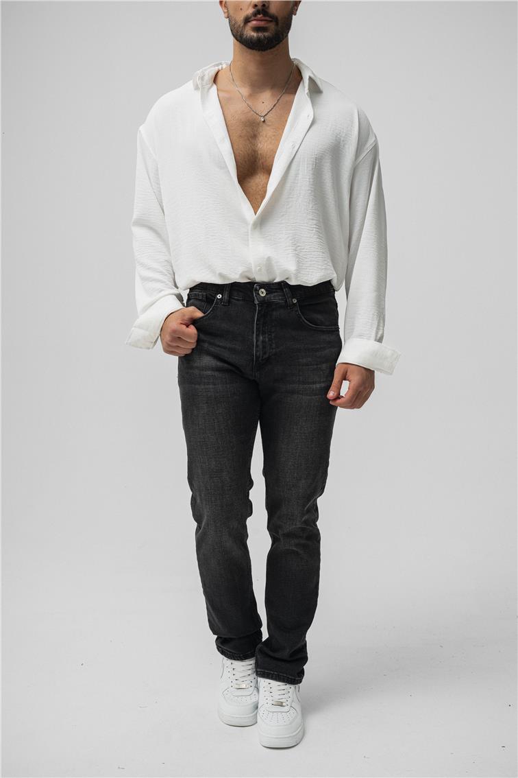 Regular Yıkamalı Jean Yıkamalı Siyah