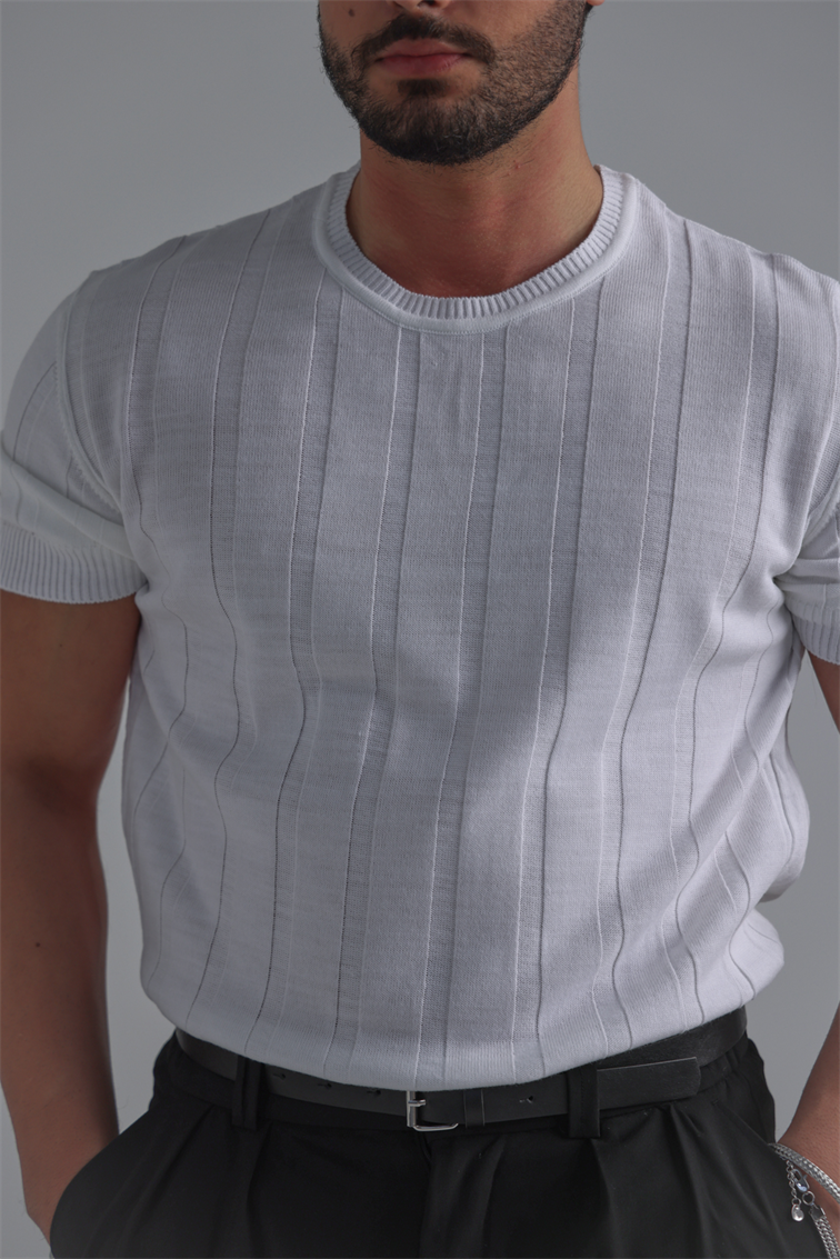 Relaxed Fit Triko Tshirt Beyaz