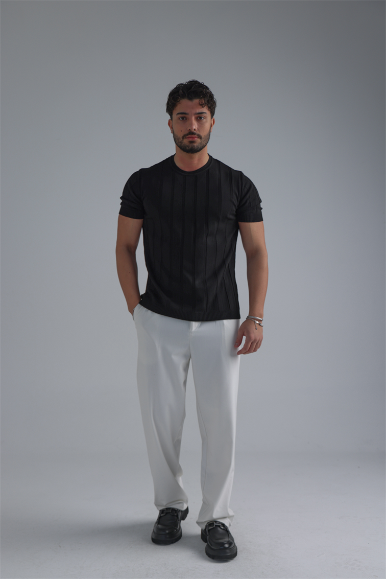 Relaxed Fit Triko Tshirt Siyah