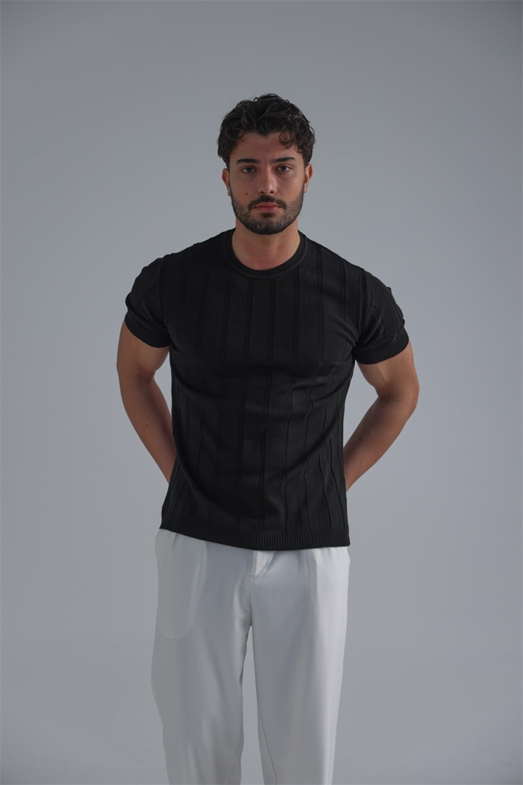 Relaxed Fit Triko Tshirt Siyah