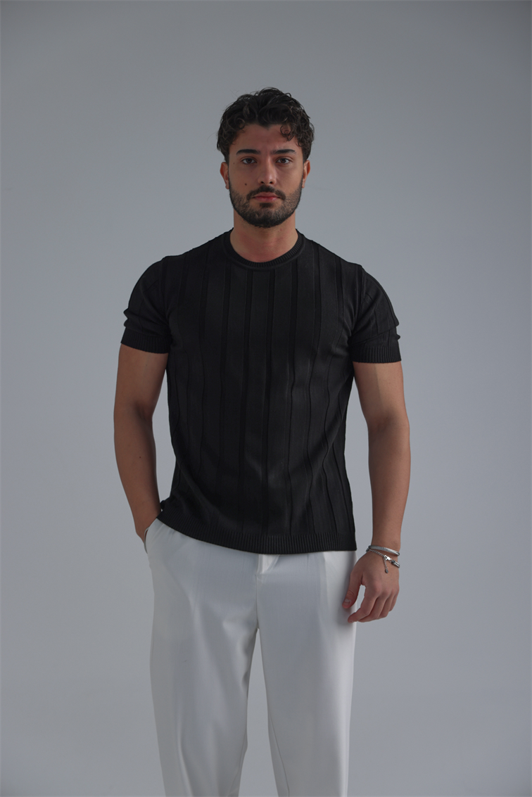 Relaxed Fit Triko Tshirt Siyah