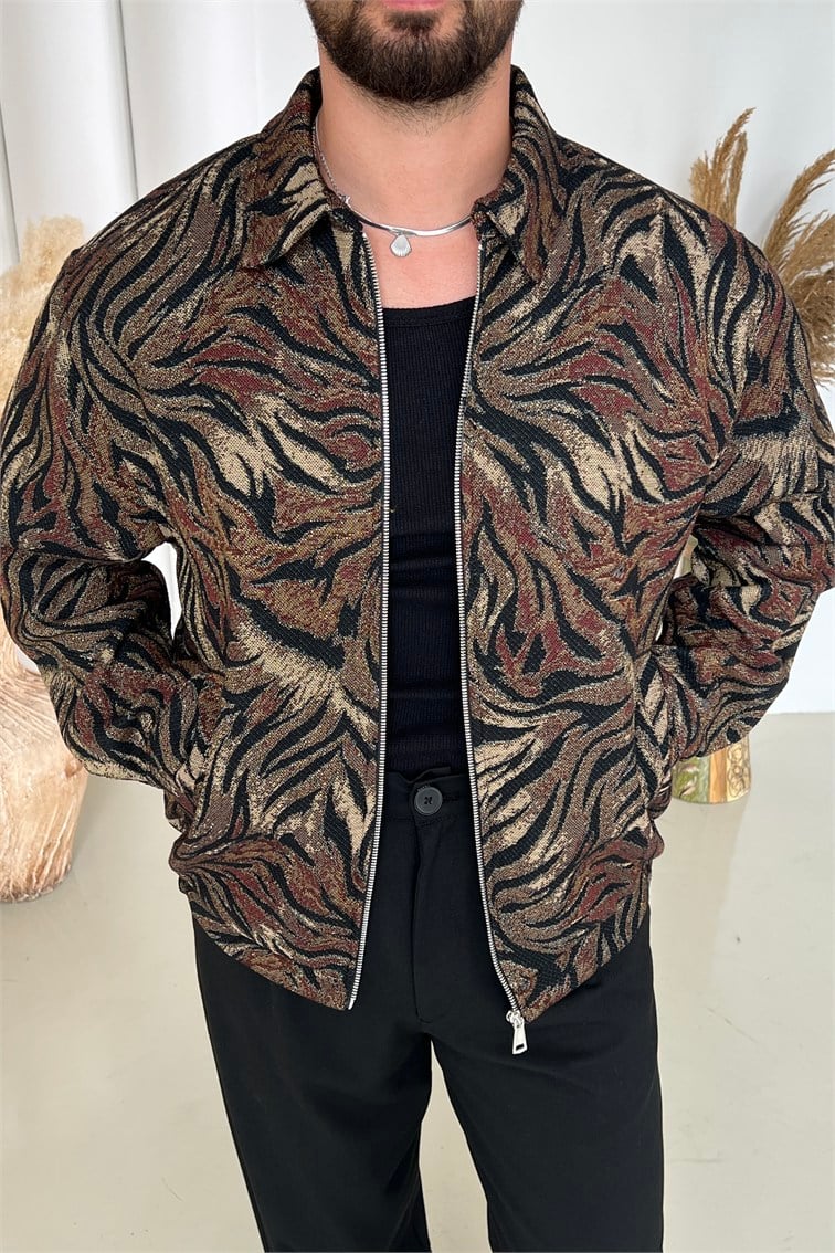 Renkli Retro Oversize Tasarım Ceket Siyah