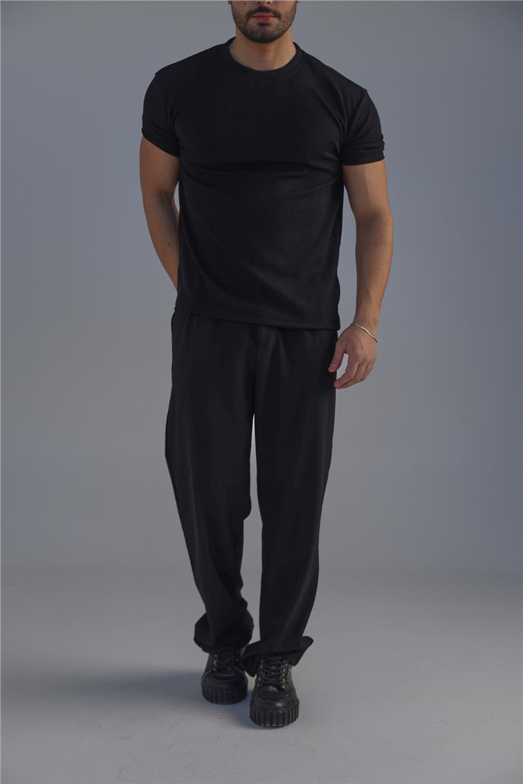 Ribbed Slim Fit T-Shirt Siyah