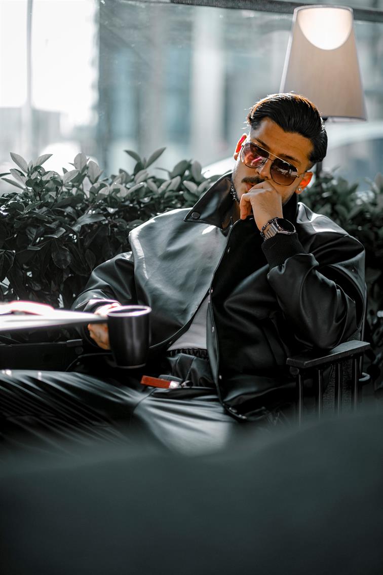 Sade Oversize Deri Ceket Siyah