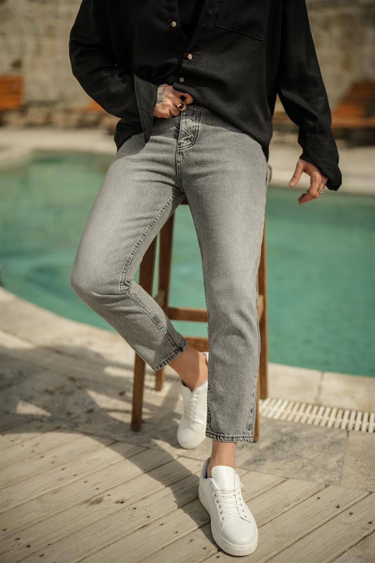 Santos Mom Jean Yıkamalı Gri