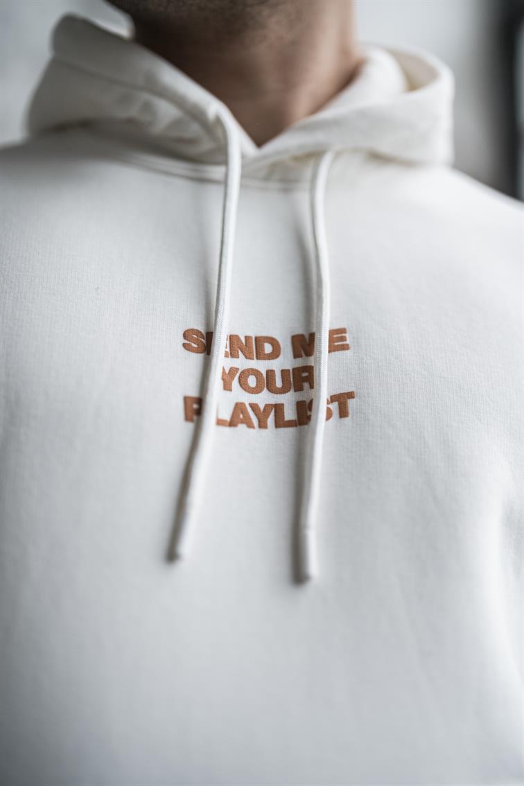 SEND ME PLAYLIST Oversize Sweatshirt Beyaz