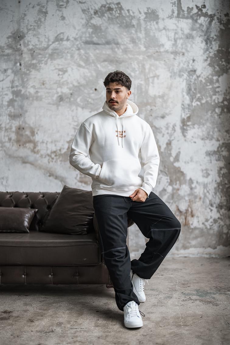 SEND ME PLAYLIST Oversize Sweatshirt Beyaz