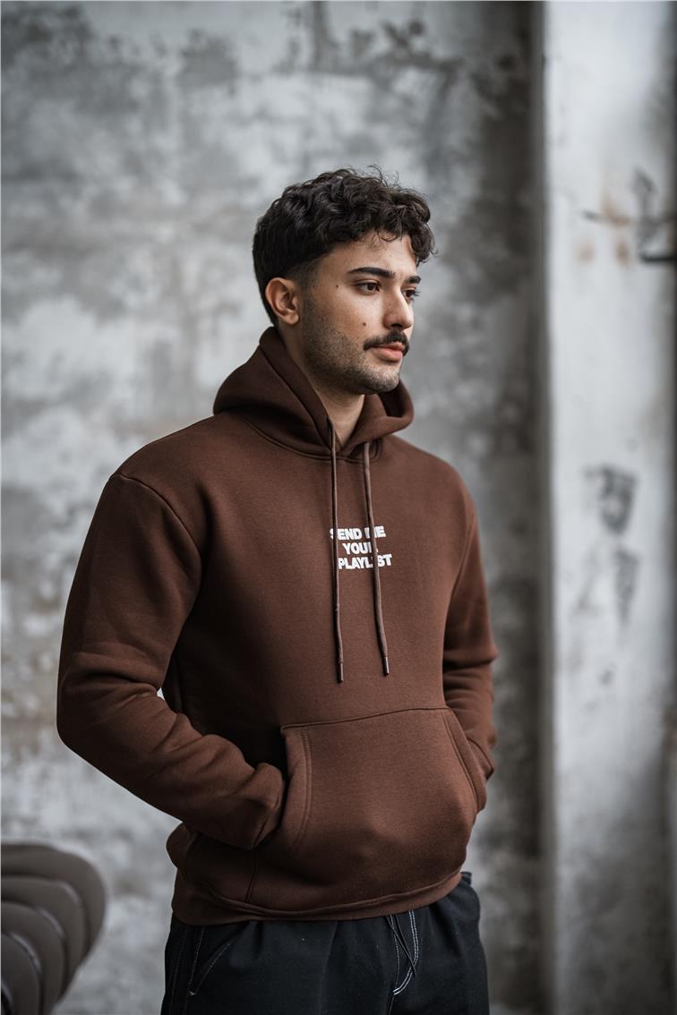 SEND ME PLAYLIST Oversize Sweatshirt Kahve