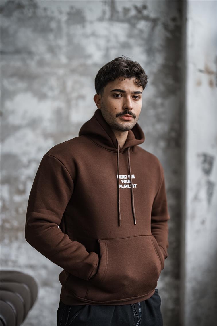 SEND ME PLAYLIST Oversize Sweatshirt Kahve