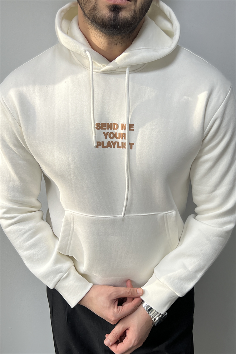 Send Me Your Playlist Baskılı Sweathirt Beyaz