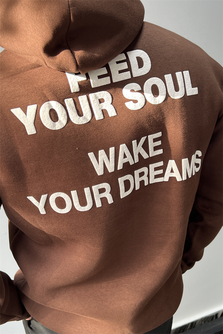 Send Me Your Playlist Baskılı Sweathirt Kahve