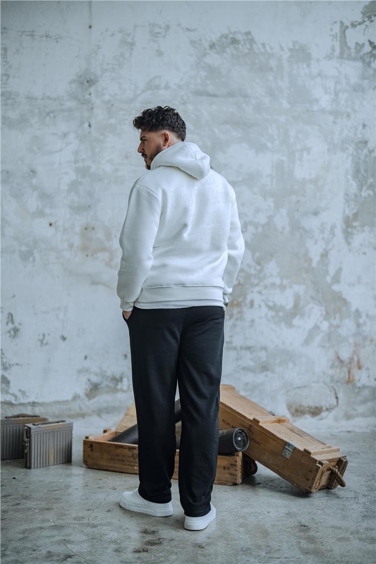 SHİT Baskılı Oversize Hoodie Beyaz