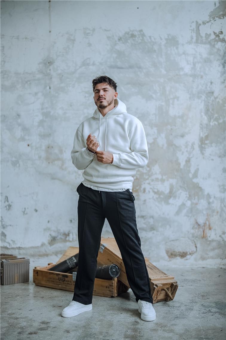 SHİT Baskılı Oversize Hoodie Beyaz