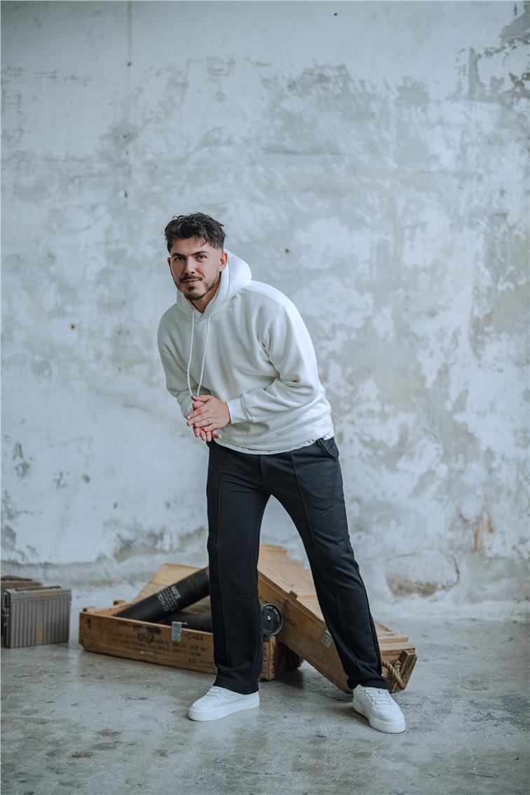 SHİT Baskılı Oversize Hoodie Beyaz