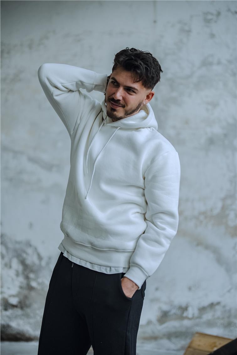 SHİT Baskılı Oversize Hoodie Beyaz