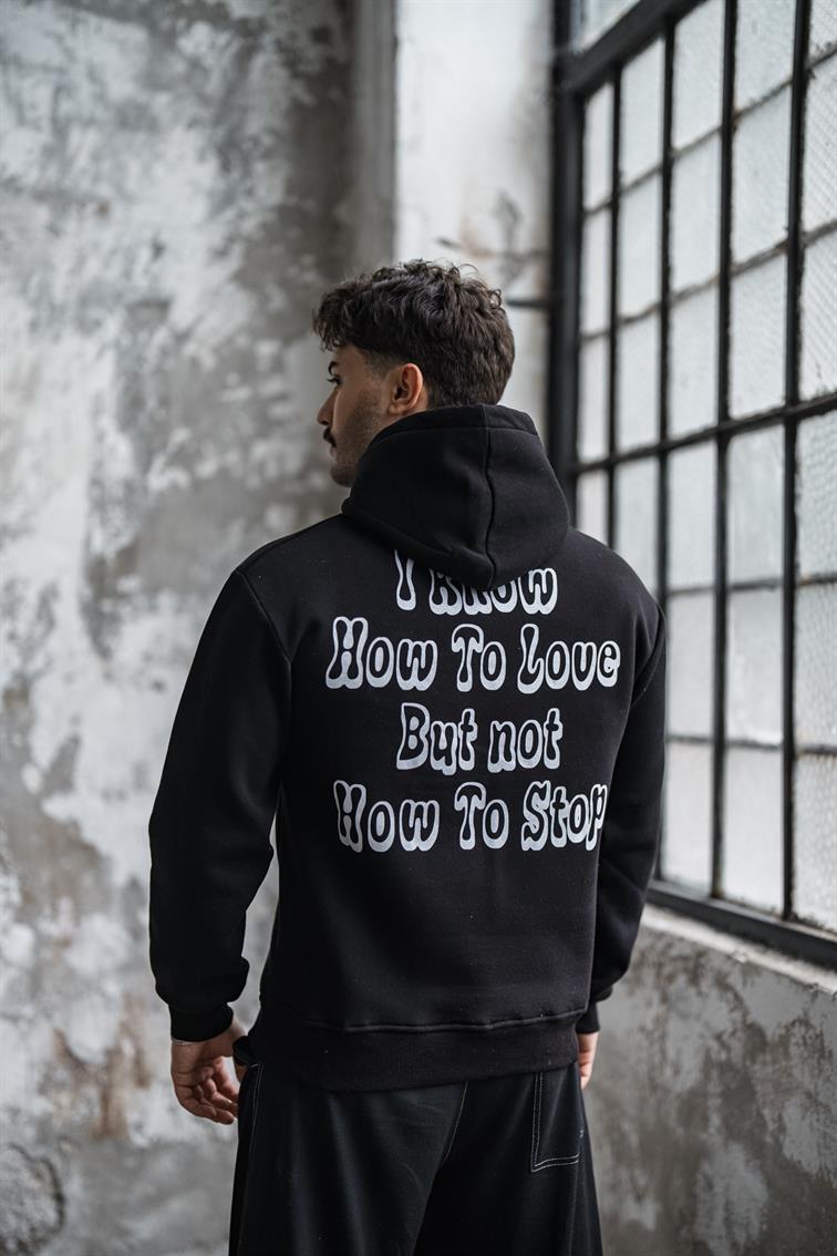 SHİT Baskılı Oversize Hoodie Siyah
