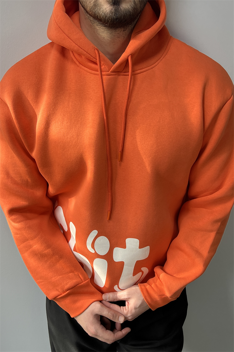 Shit Baskılı Sweathirt Turuncu