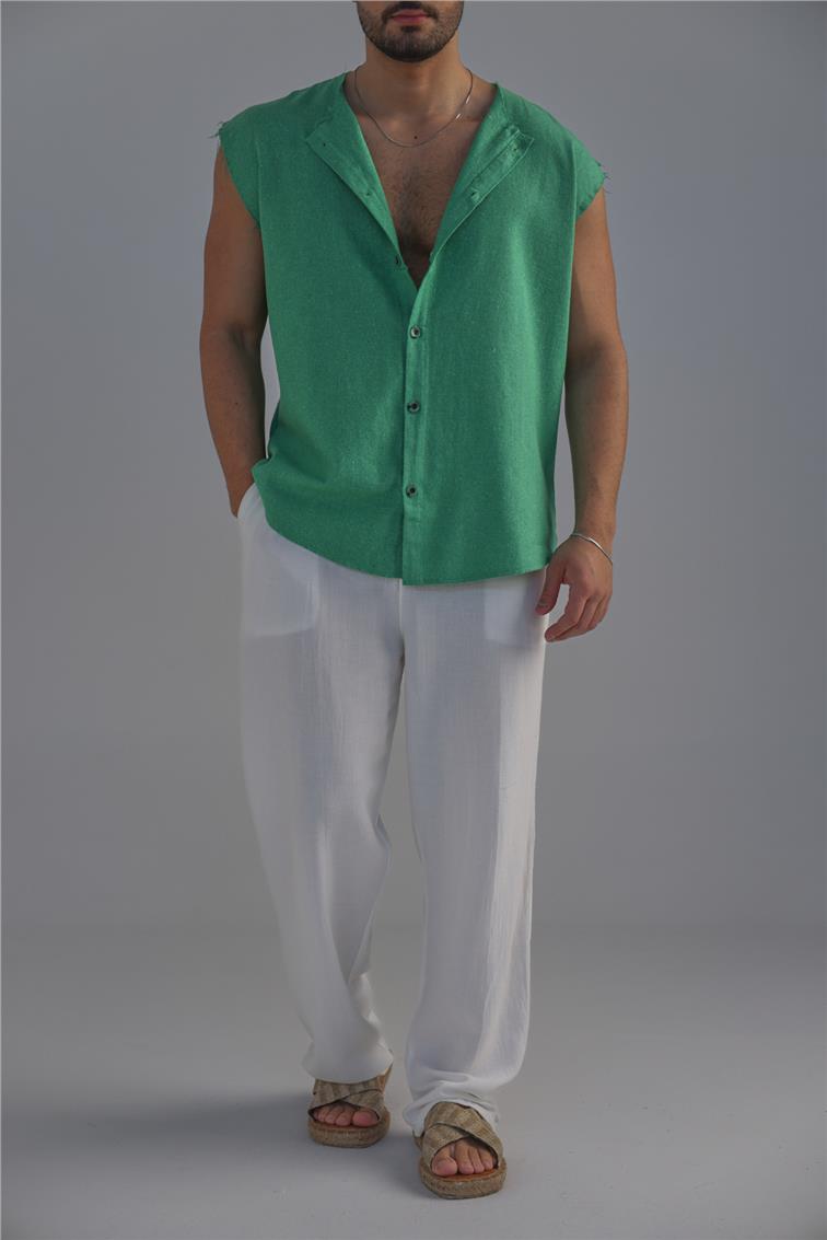 Sıfır Kol Oversize Gömlek Yeşil