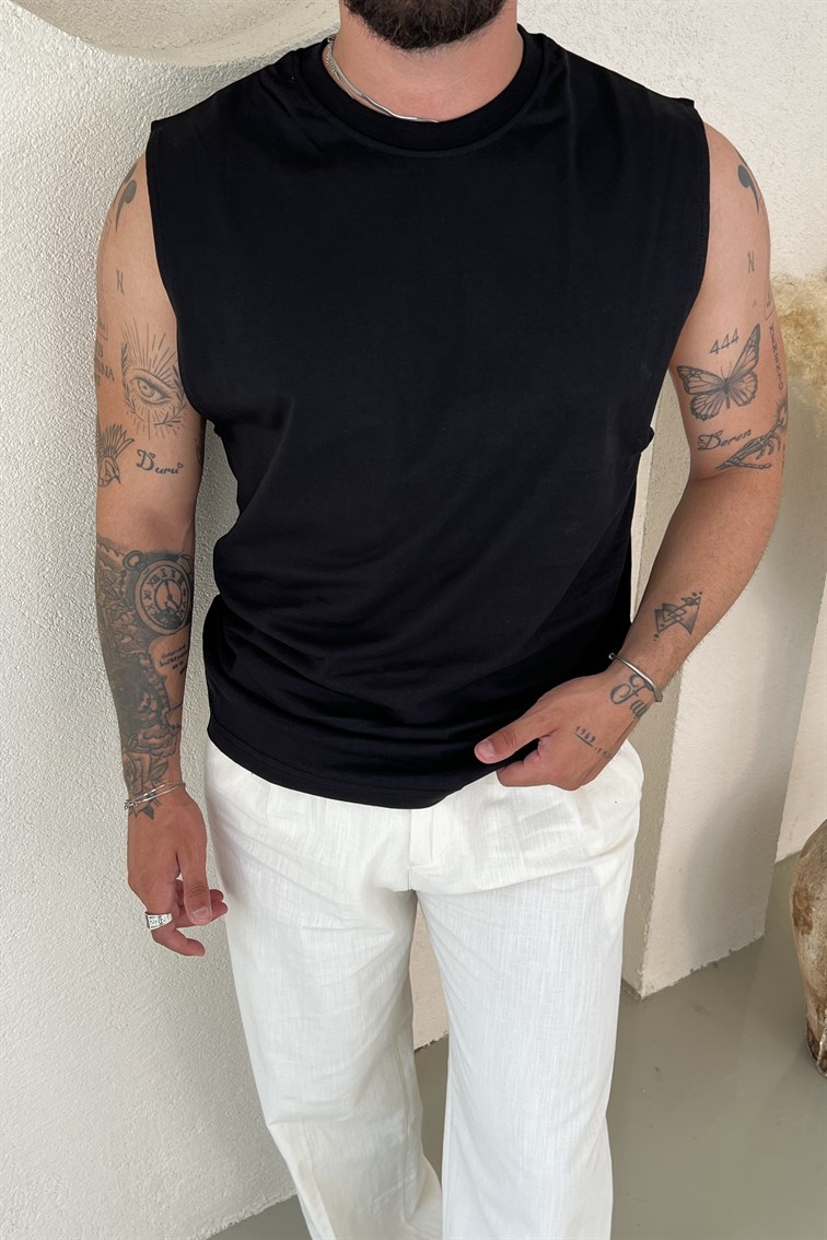 Sıfır Kol Oversize Tshirt Siyah