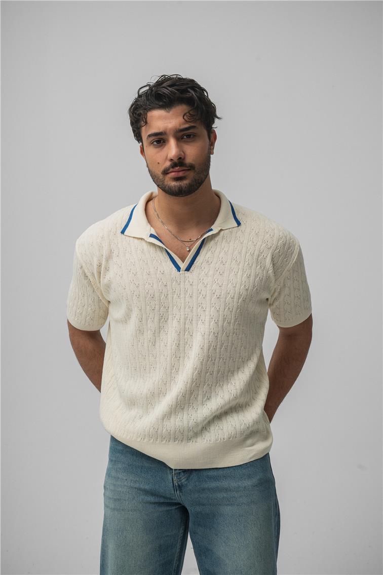 Structured Polo Oversize T-Shirt Beyaz