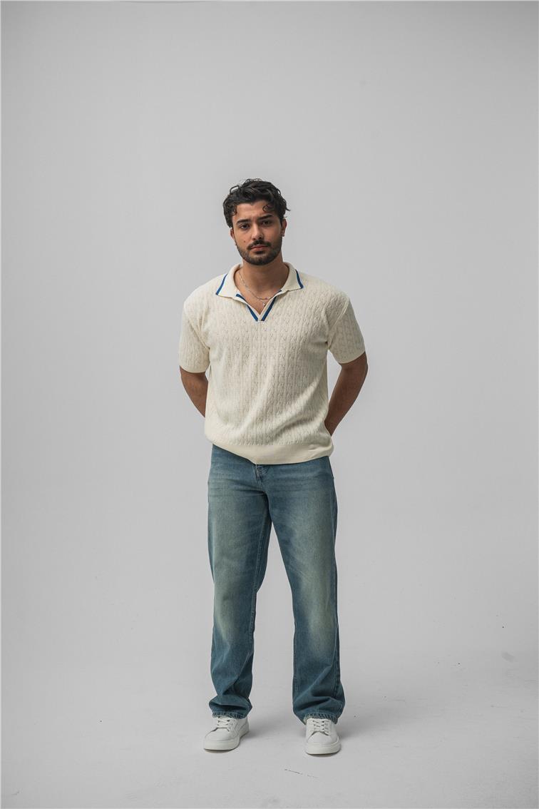 Structured Polo Oversize T-Shirt Beyaz