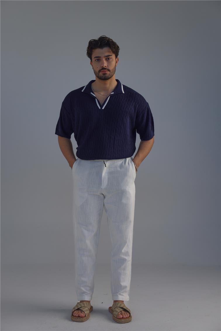 Structured Polo Oversize T-Shirt Lacivert
