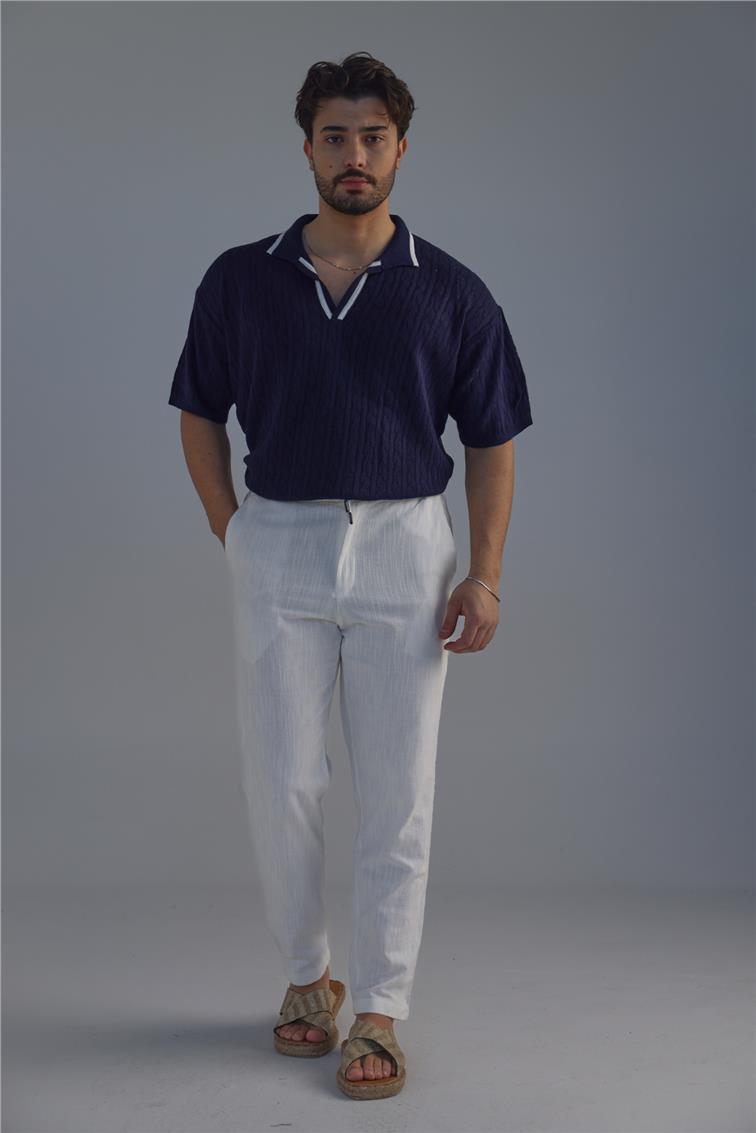 Structured Polo Oversize T-Shirt Lacivert