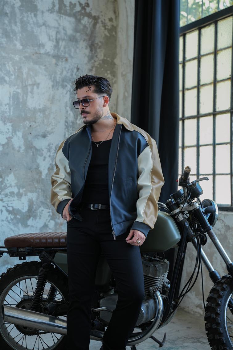 TriTone Bomber Deri Ceket Camel