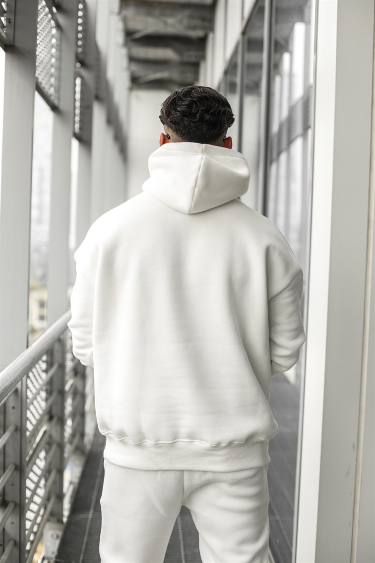 Unprinted Oversize Sweatshirt Beyaz