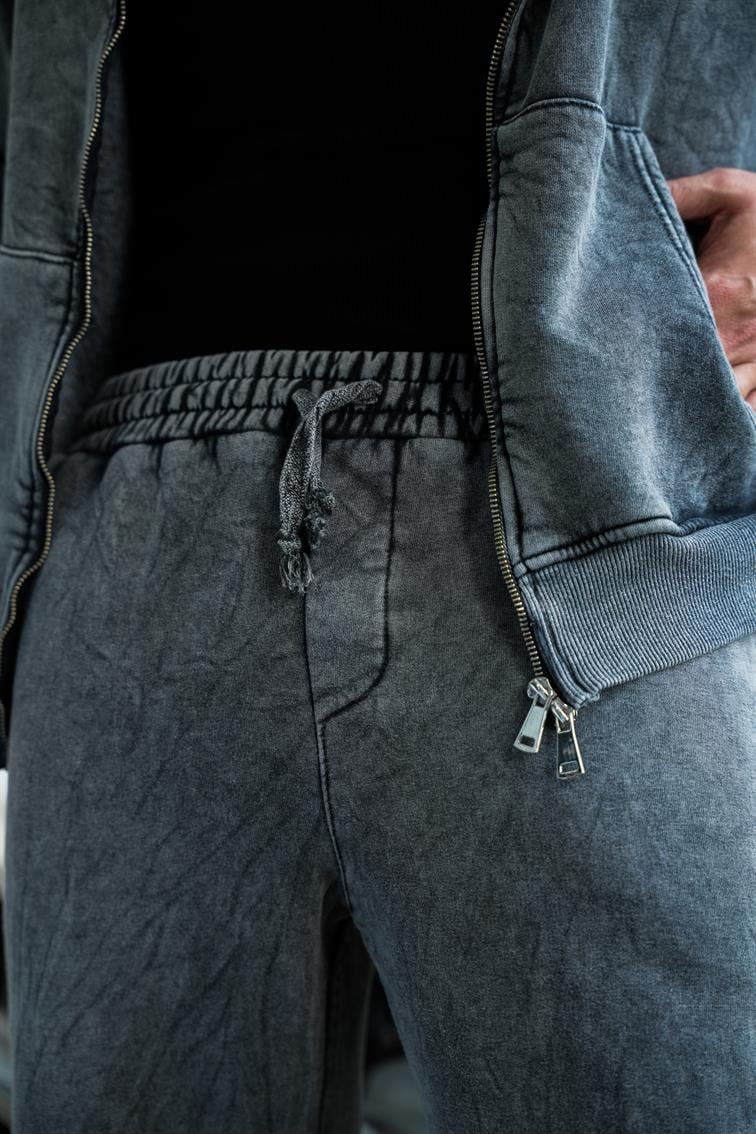 Washed Zipper Yıkamalı Baggy Pant. Yıkamalı Siyah