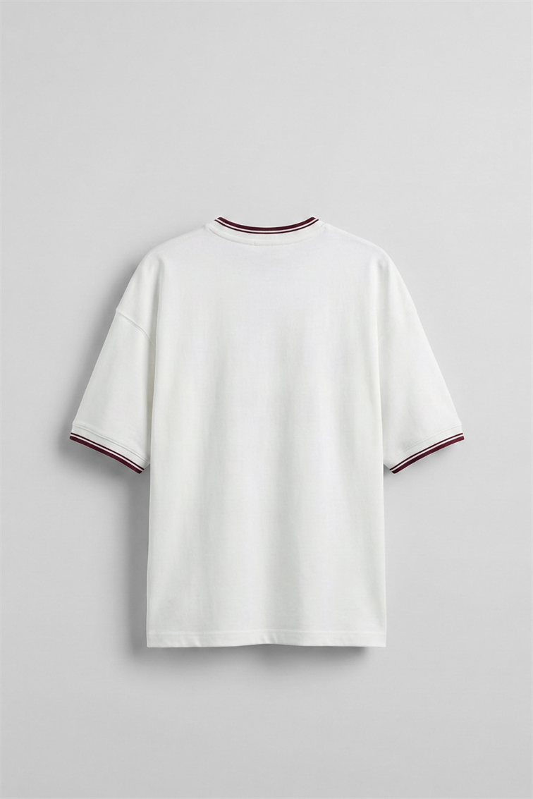 WAVENESS Nakışlı Oversize Tshirt Beyaz