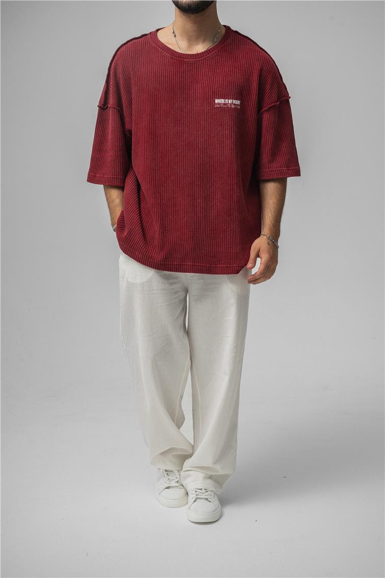 WHERE IS MY HEART Oversize T-Shirt Bordo