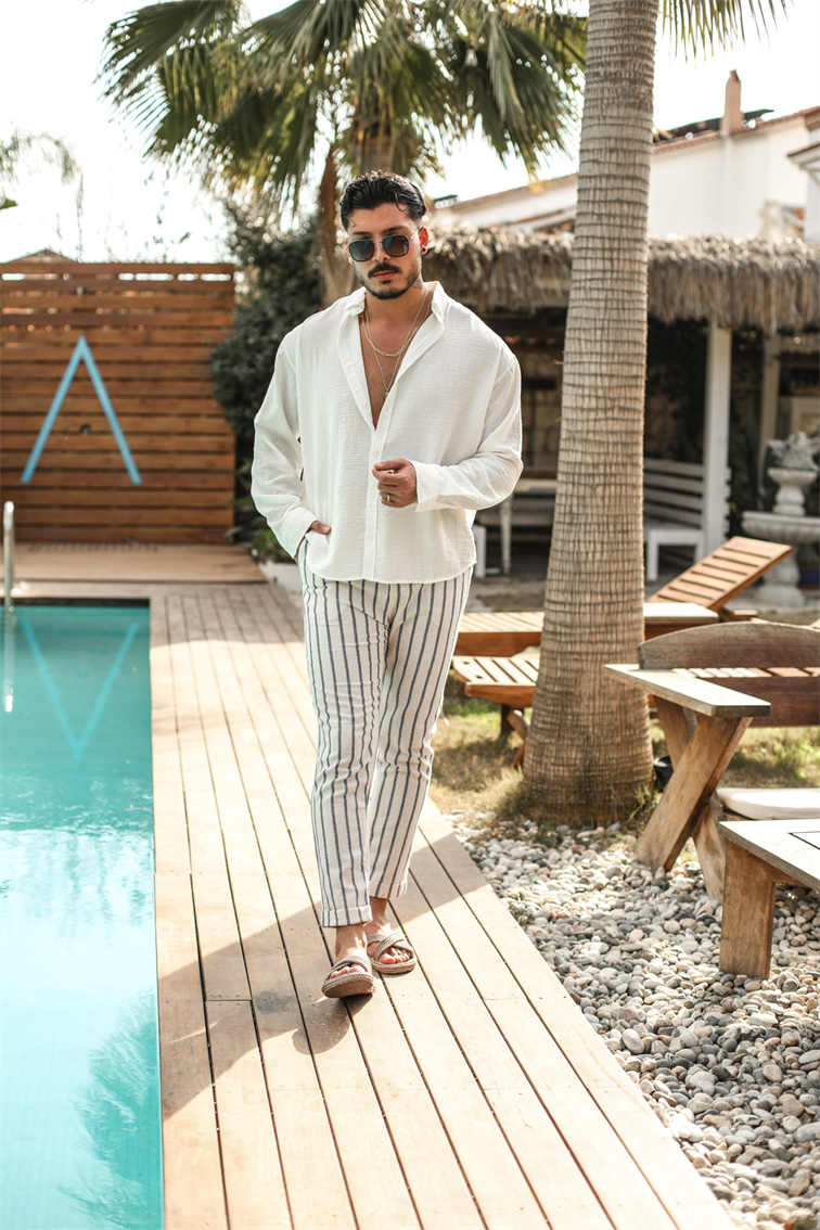 Yaka Düğmeli Basic Regular Fit Gömlek Beyaz