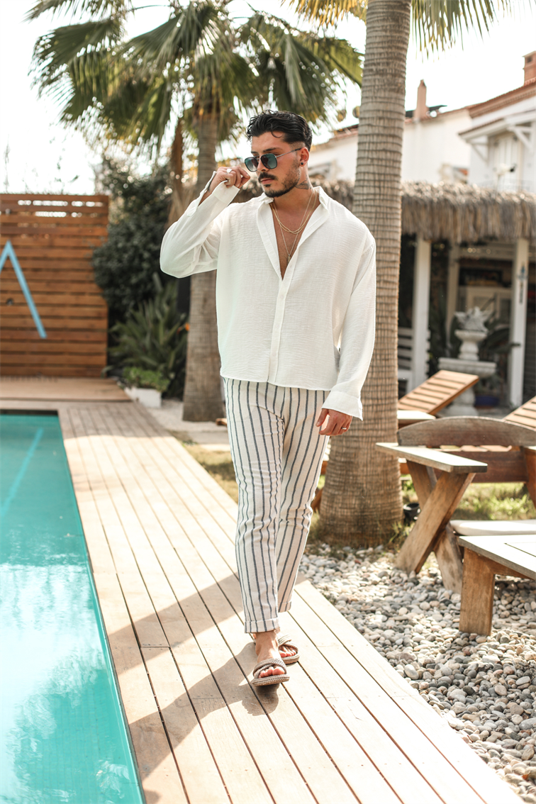 Yaka Düğmeli Basic Regular Fit Gömlek Beyaz