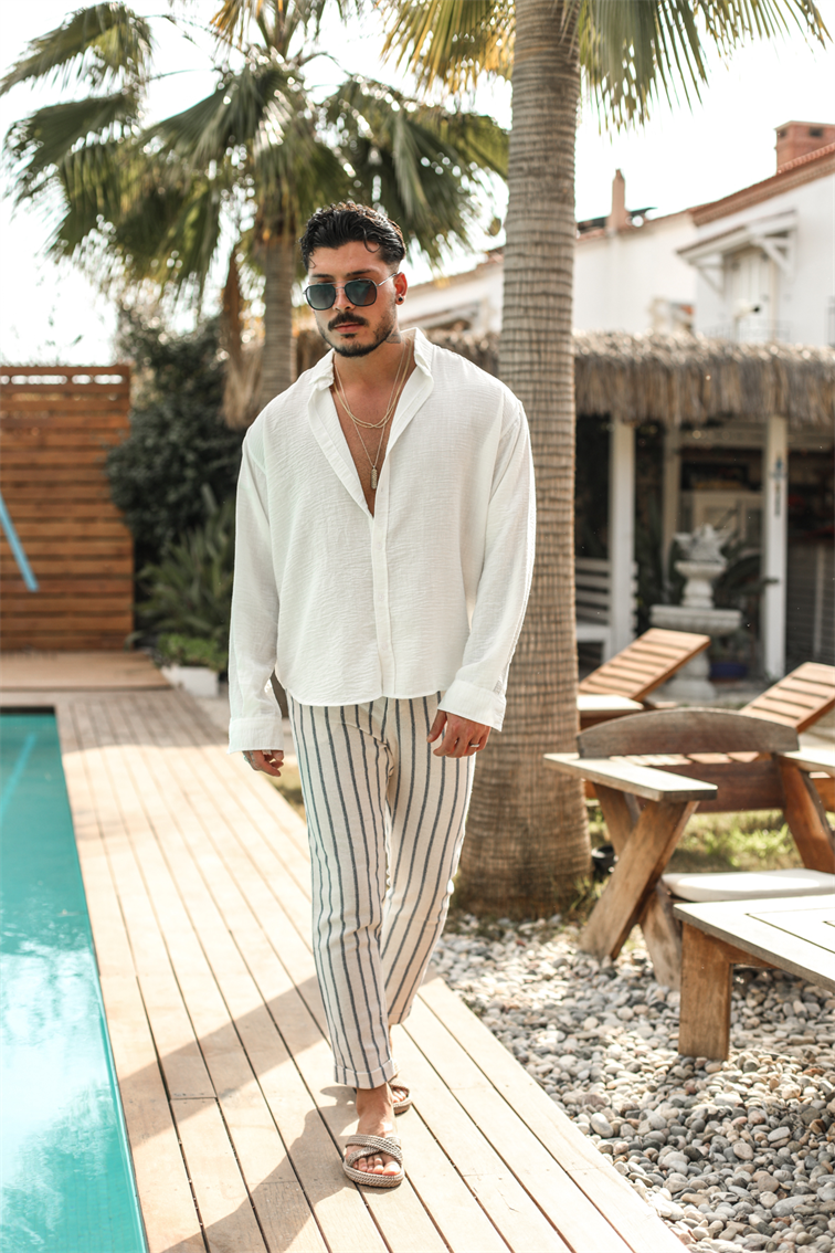 Yaka Düğmeli Basic Regular Fit Gömlek Beyaz