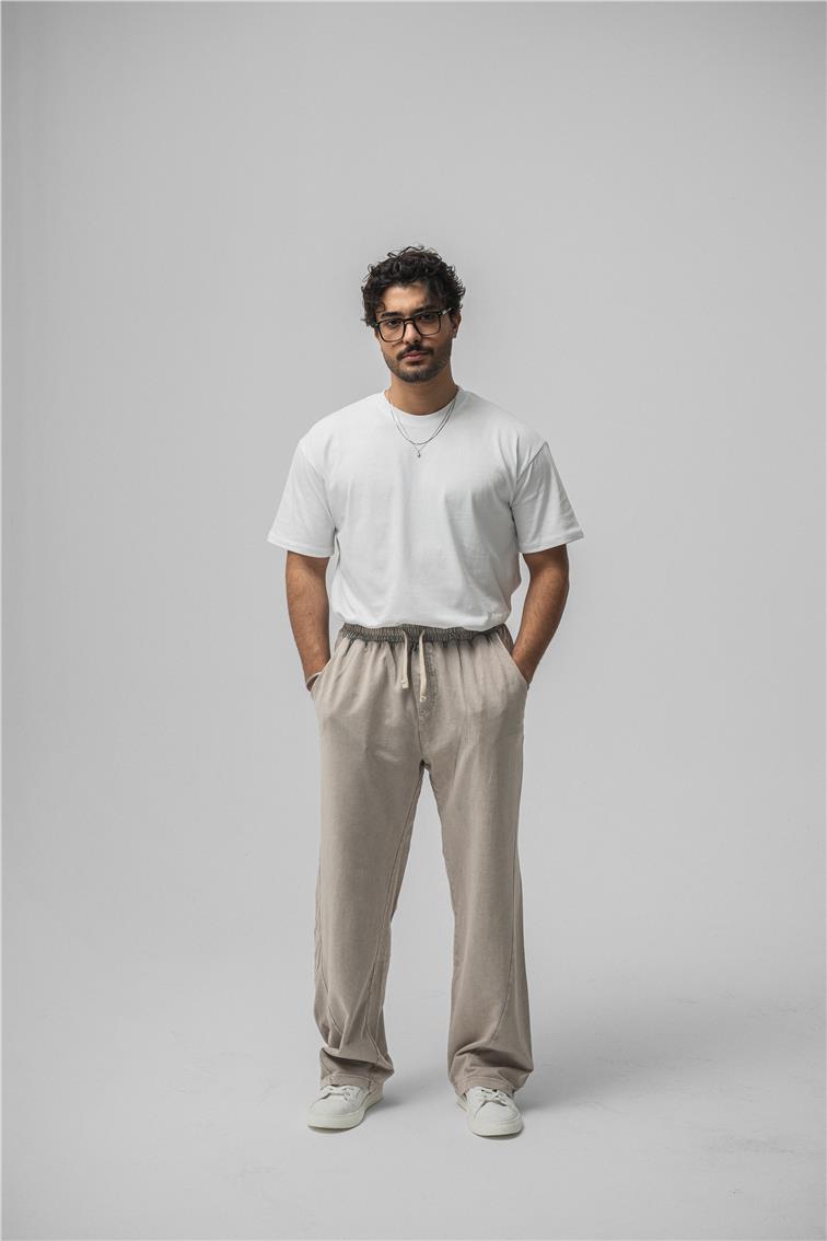 Yıkamalı Baggy Eşofman Yıkamalı Bej