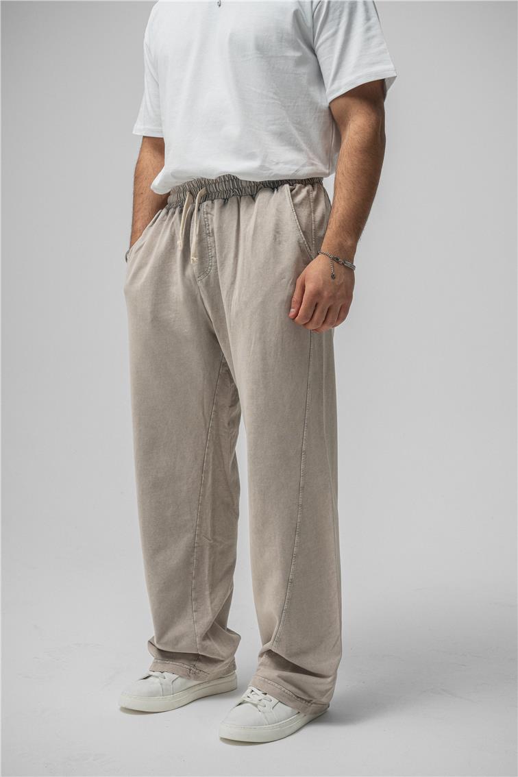 Yıkamalı Baggy Eşofman Yıkamalı Bej